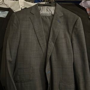 Excellent condition custom grey check wool suit (flat front pants)